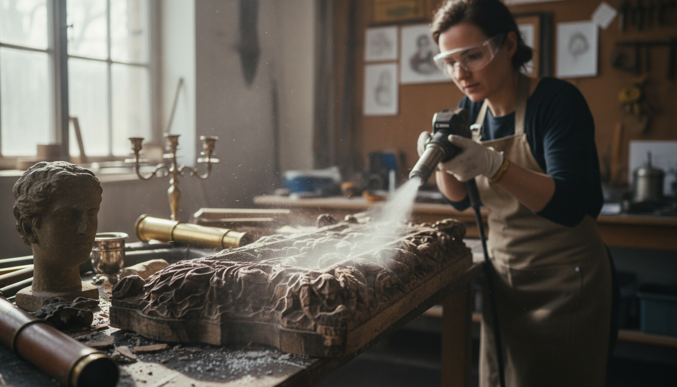 découvrez comment l’aérogommage permet aux designers de restaurer et transformer les objets anciens en préservant leur authenticité, sans les endommager.